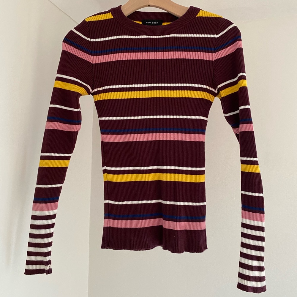 NEW LOOK Striped Burgundy Top